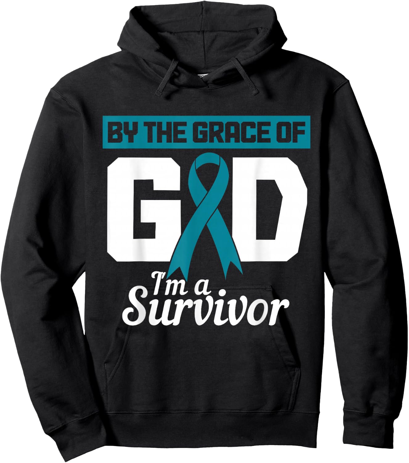 Ovarian Cancer Awareness Month Woman Teal Ribbon Survivor Hoodie - Hoodie | Black