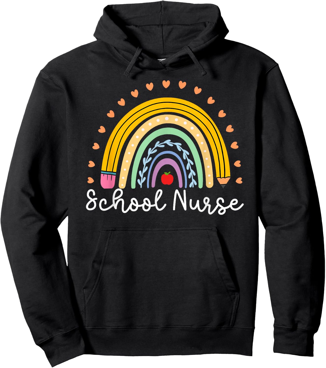 School Nurse Appreciation School Nursing Rainbow Hoodie - Hoodie | Black