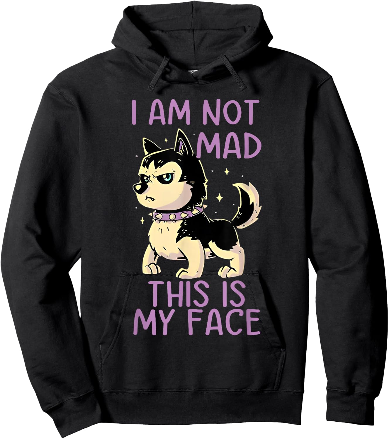 I Am Not Mad This Is My Face Funny Dog Hoodie - Hoodie | Black