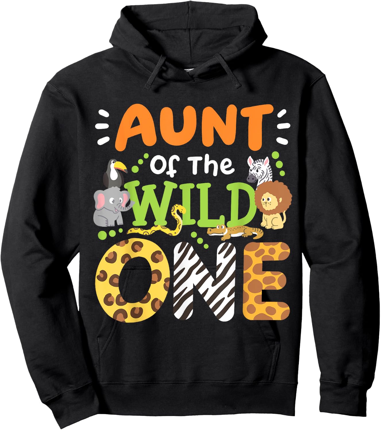 Aunt Of The Wild One Kids Boys Safari Zoo Birthday Family Hoodie - Hoodie | Black