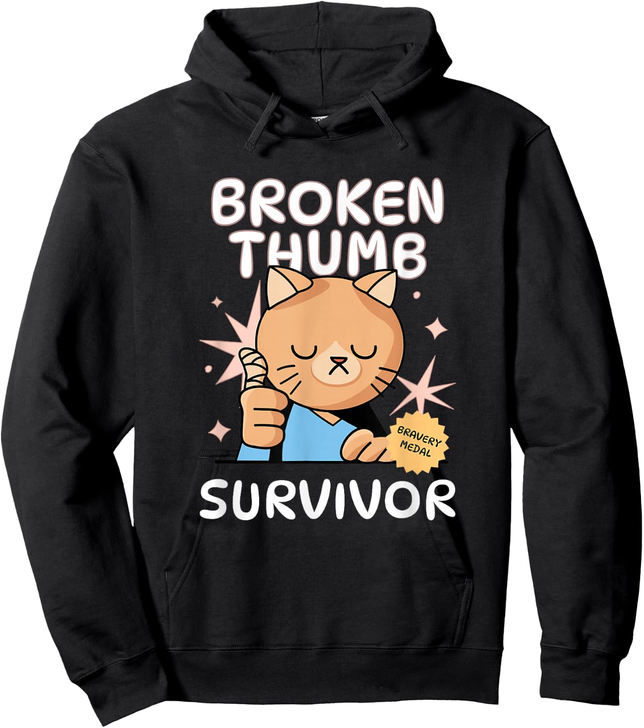 Broken Thumb Survivor | Broken Thumb Finger Hoodie - Hoodie | Black