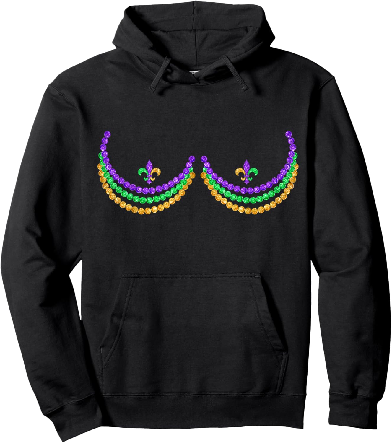 Boobshirt Mardi Gras Funny Beads Boobs Outline Costume Humor Hoodie - Hoodie | Black