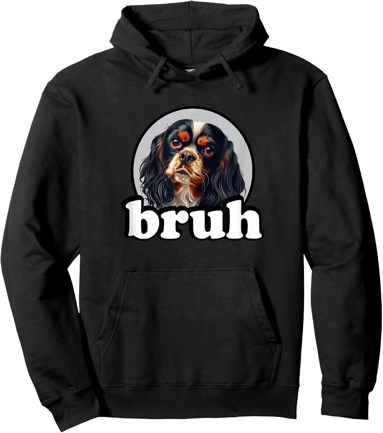 Funny Kids Bruh Tricolor Cavalier King Charles Spaniel Lover Hoodie - Hoodie | Black