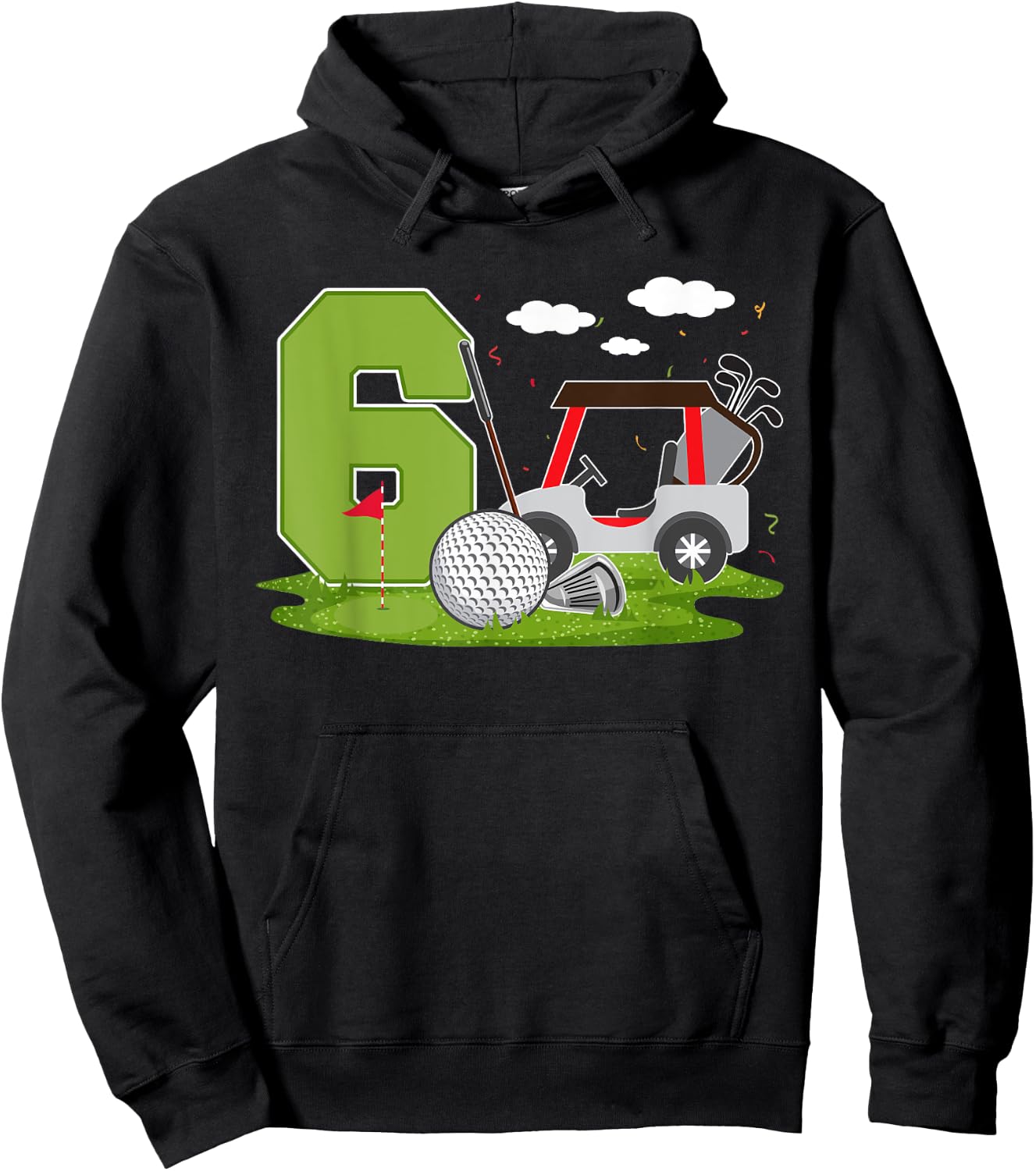 6th Birthday Golf 6 Years Old Birthday Party Golfer Hoodie - Hoodie | Black