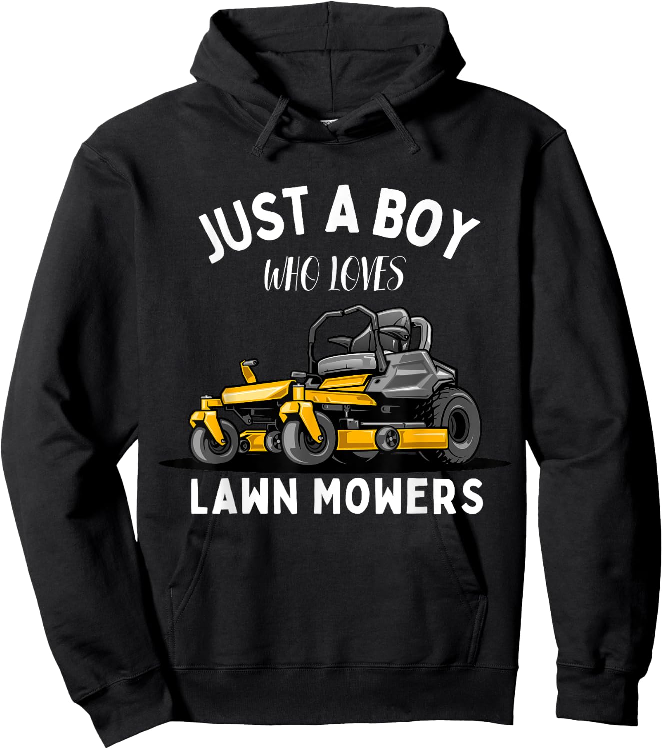Just a Boy Who Loves Lawn Mowers Lawn Mowing Hoodie - Hoodie | Black
