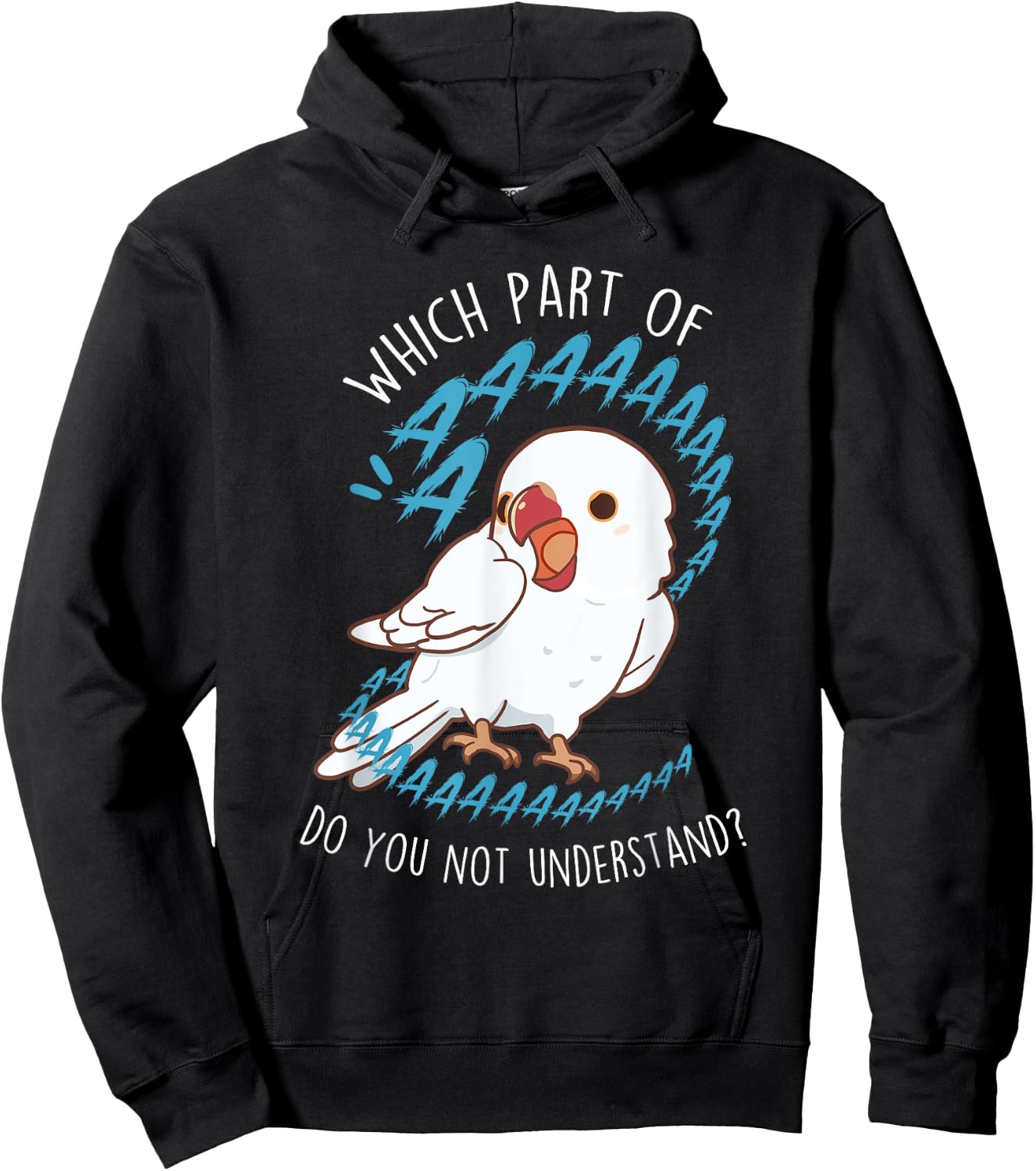 White Indian Ringneck Parrot Aaa Funny Cute Pet Albino Bird Hoodie - Hoodie | Black
