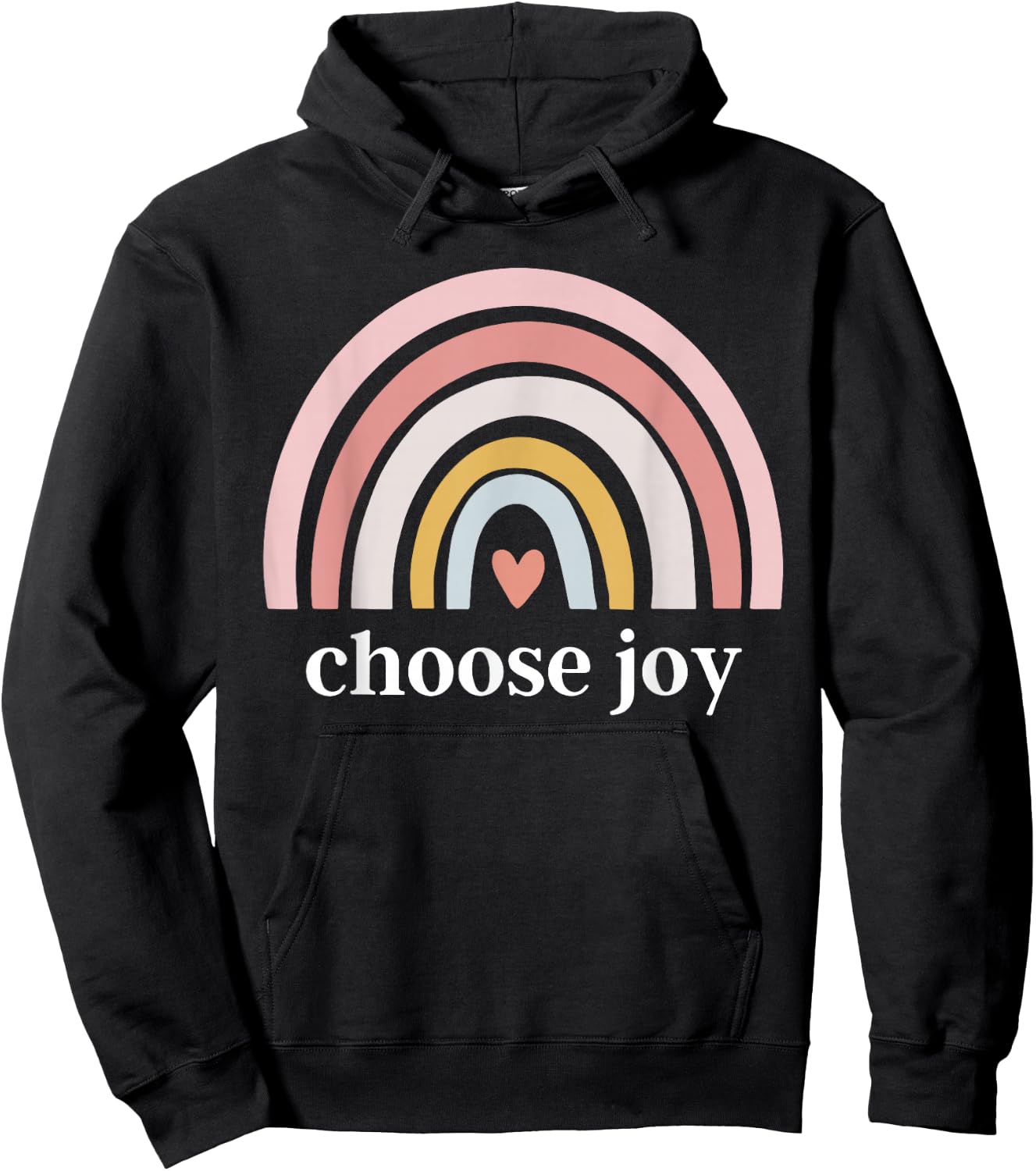 Choose Joy Rainbow Heart Inspirational Motivational Hoodie - Hoodie | Black