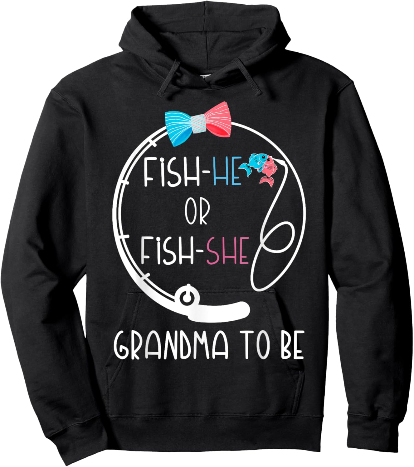 Fish-He Or Fish-She Grandma To Be Baby Shower Gender Reveal Hoodie - Hoodie | Black