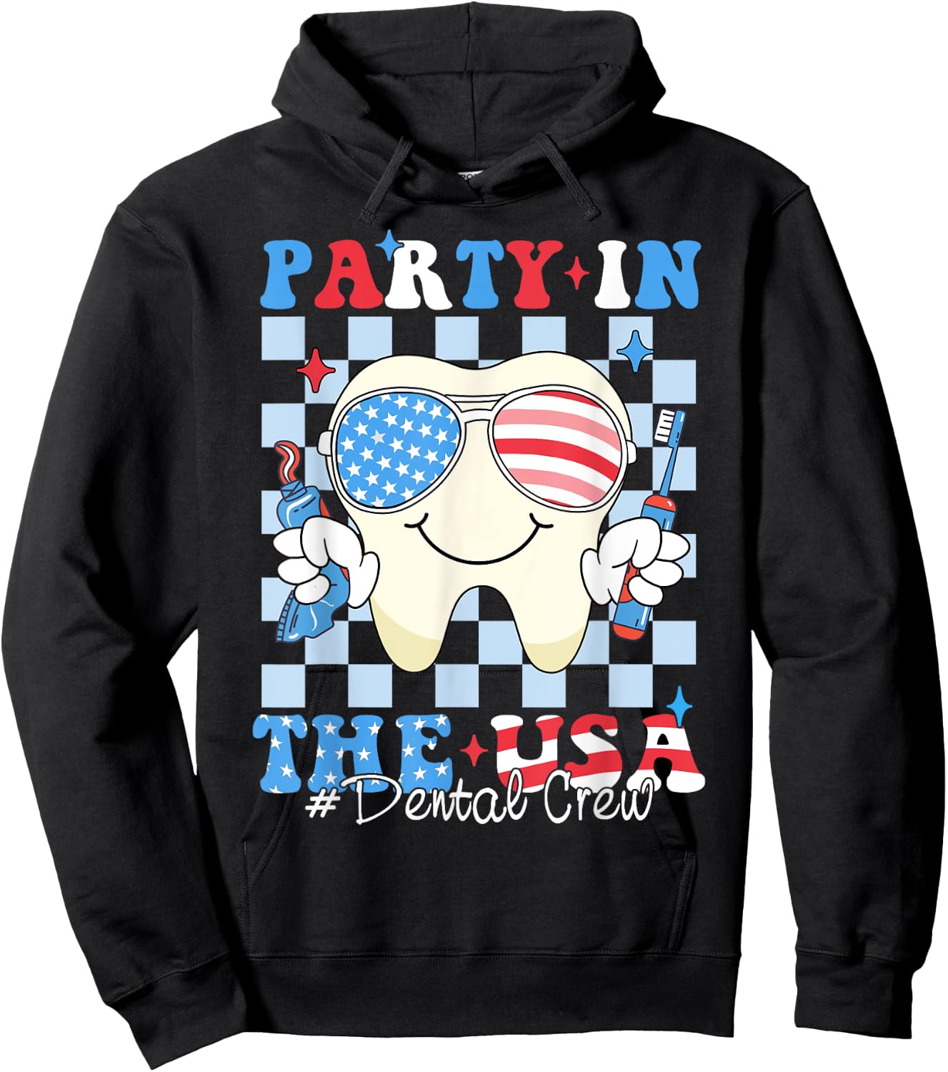 Dental Crew Patriotic Dentist 4th of July Party In The USA Hoodie - Hoodie | Black