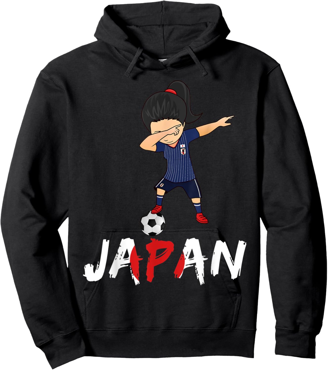 Japan Soccer Girl , Dabbing Football 2018 Jersey Hoodie - Hoodie | Black
