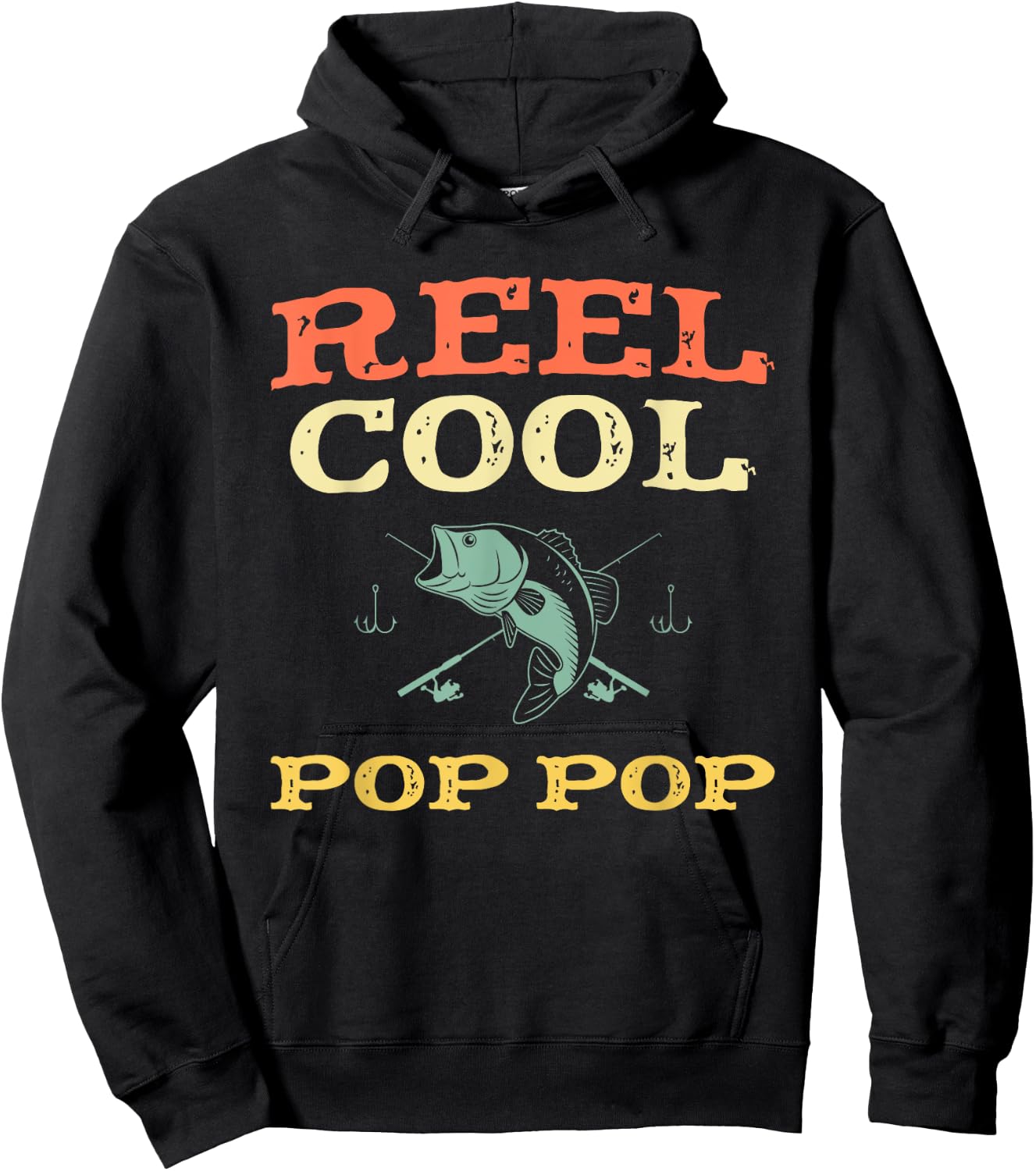 Reel Cool Pop-Pop Fishing Fisherman Funny Vintage PopPop Hoodie - Hoodie | Black