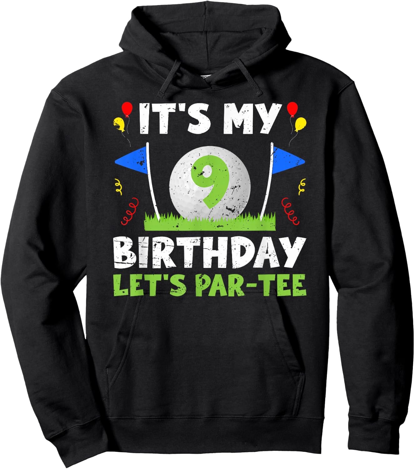 9th Birthday Party Golf Boy Nine Year Old Golfer Hoodie - Hoodie | Black