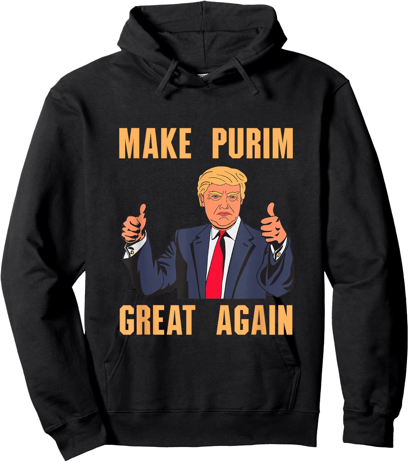 Make Purim Great Again Funny Trump Costume Hebrew Jewish Hoodie - Hoodie | Black
