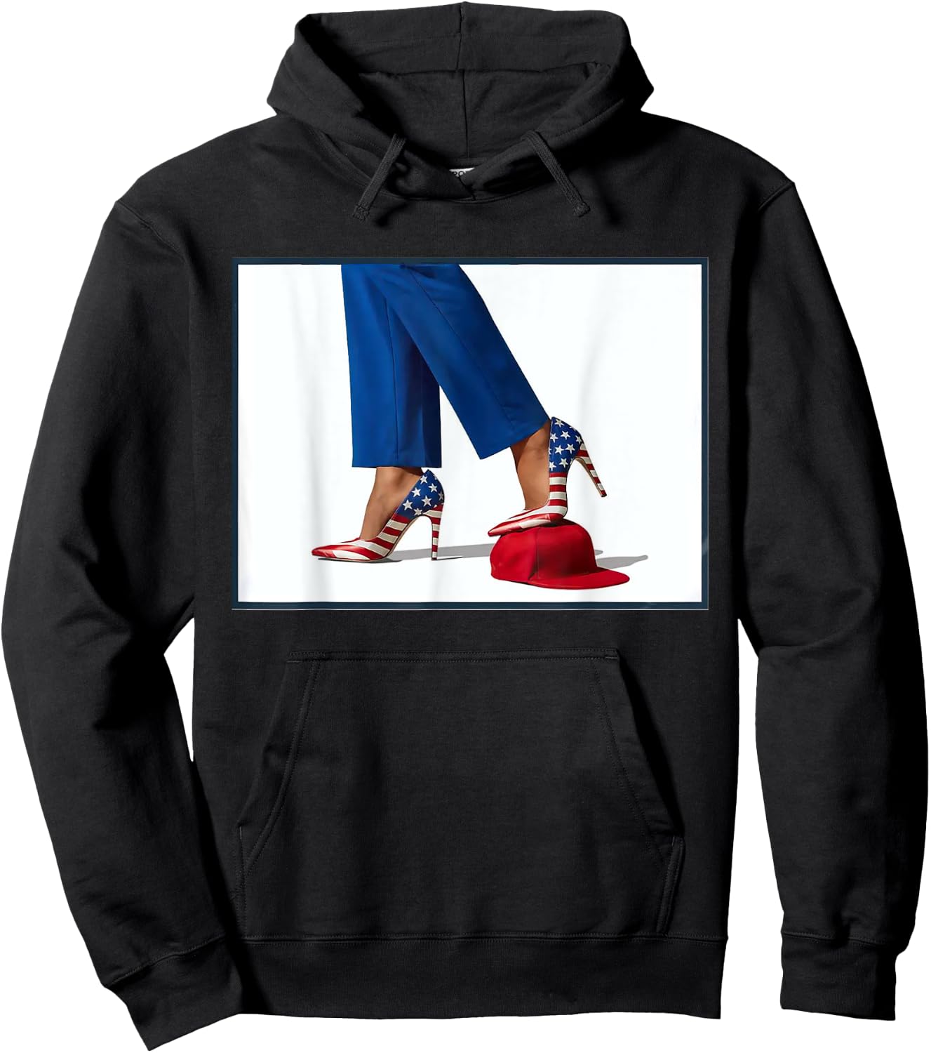 Kamala Harris High Heels Stepping On Red Maga Hat Hoodie - Hoodie | Black
