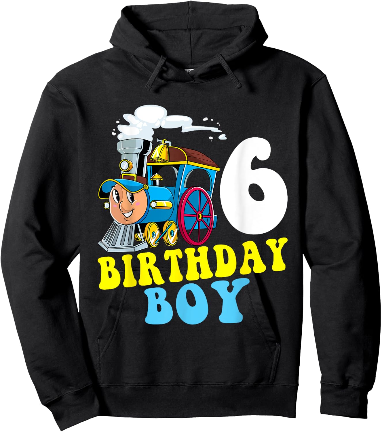 6th Birthday Boy Train Lovers Six Years Old Kids Toddlers Hoodie - Hoodie | Black