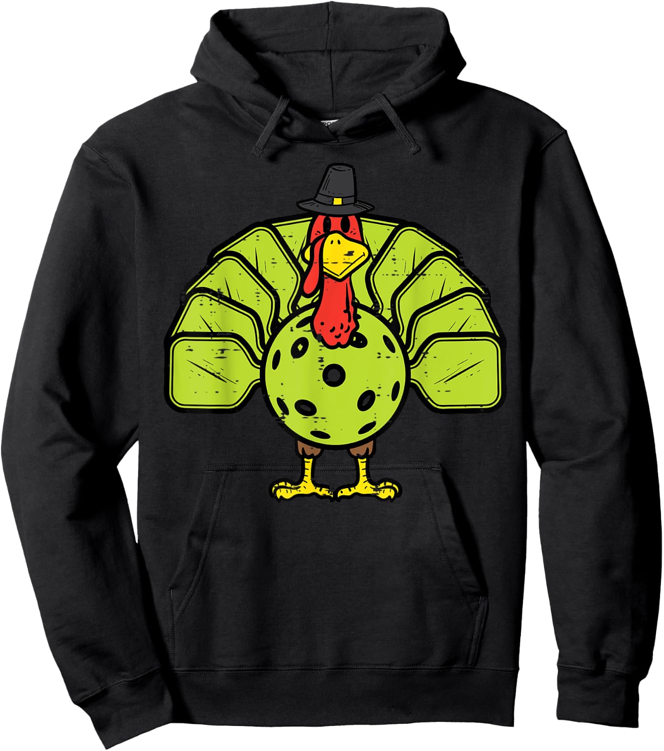 Thanksgiving Turkey Pickleball Pickle Ball Men Women Kids Hoodie - Hoodie | Black