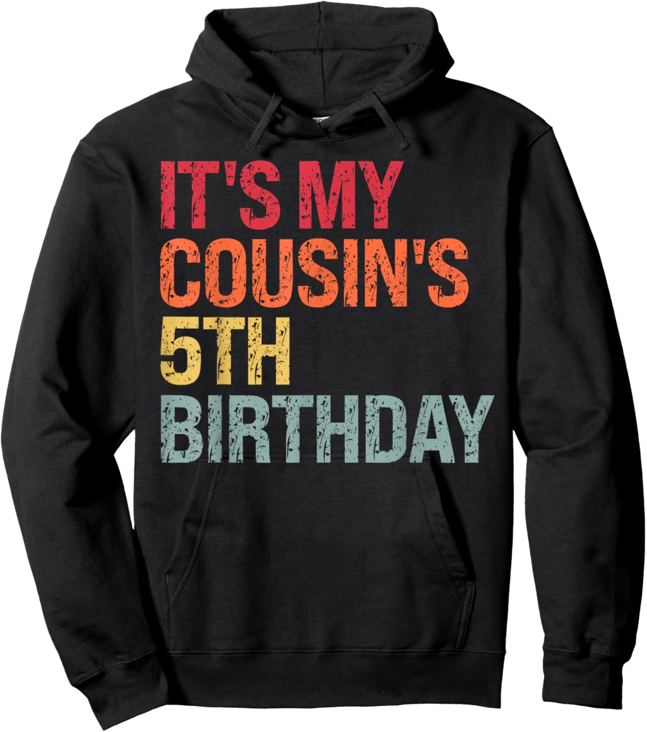 It's My Cousin's 5th Birthday Bruh Crown Girls Boys Kids Hoodie - Hoodie | Black