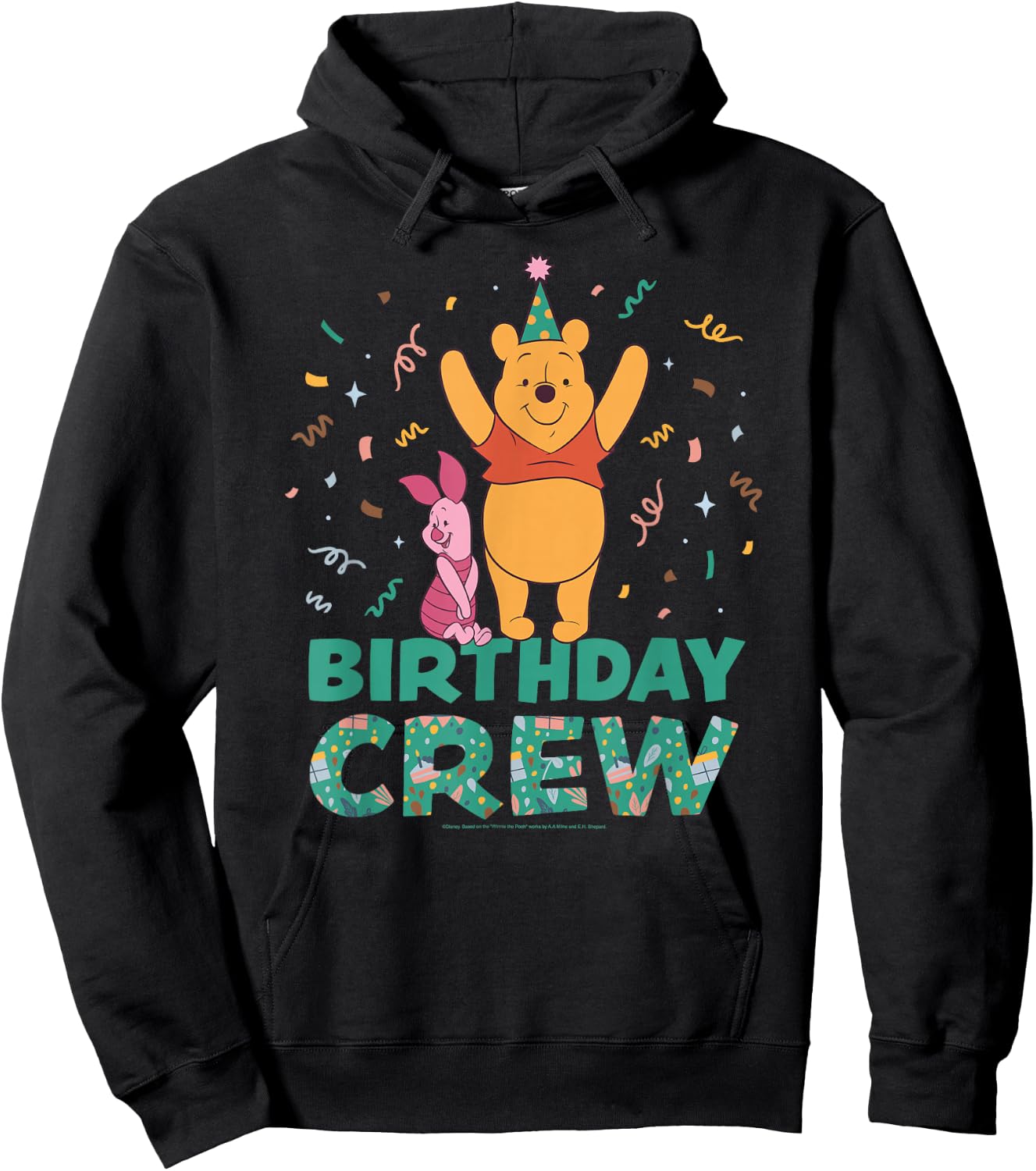 Disney Winnie the Pooh & Piglet Birthday Crew Party Matching Hoodie - Hoodie | Black