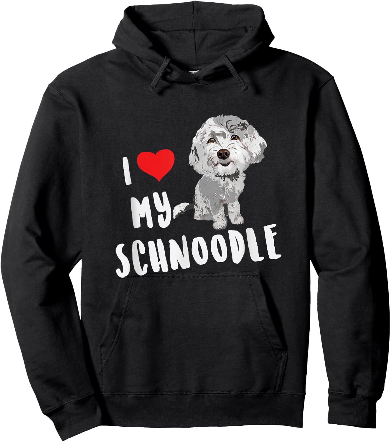 I Love My Schnoodle Design Funny Cute Dog Men Women Kids Hoodie - Hoodie | Black