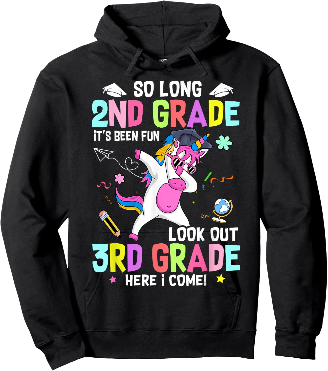So Long 2nd Grade It's Been Fun Look Out 3rd Grade Unicorn Hoodie - Hoodie | Black