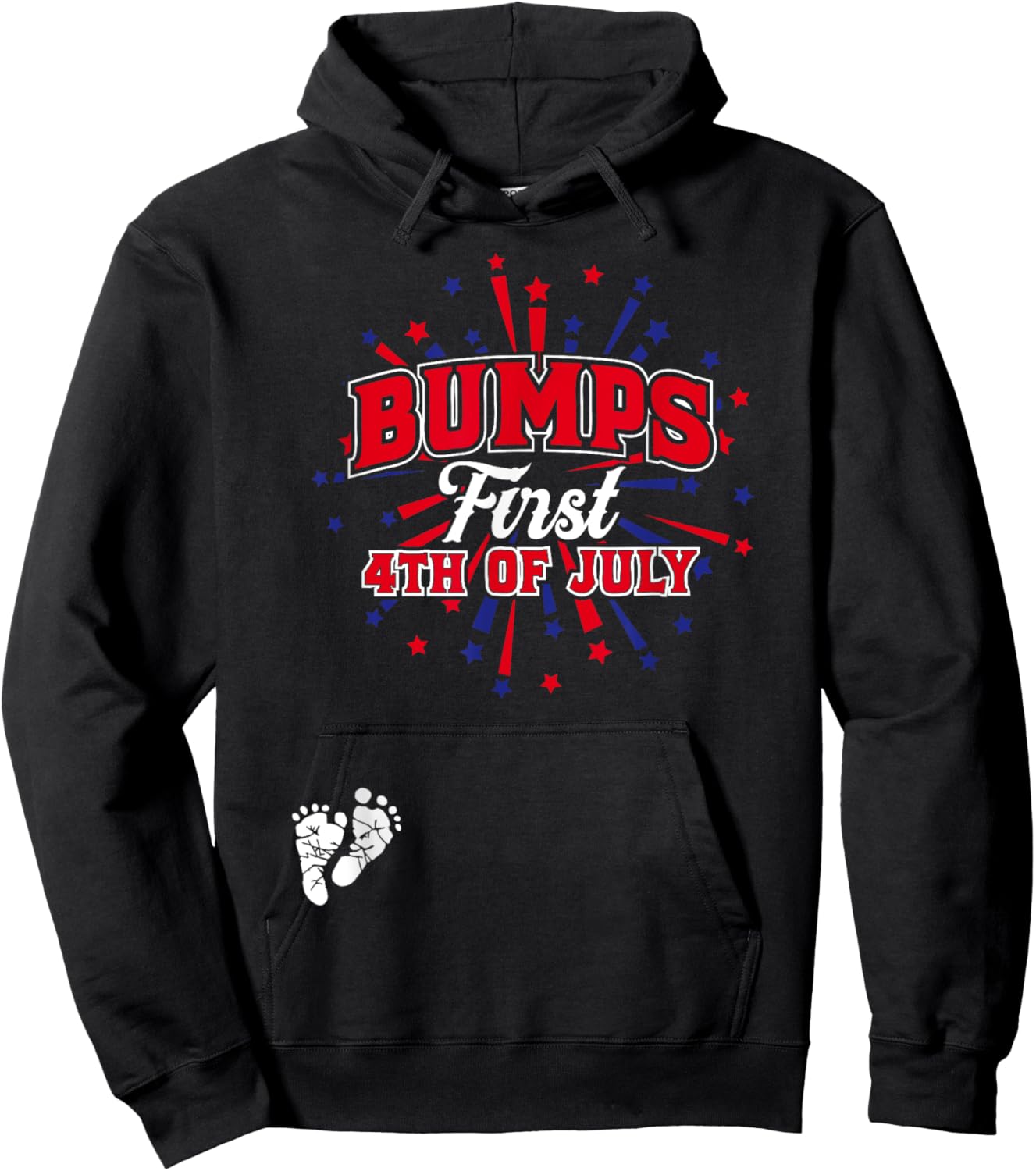 Bumps First 4th of July T Shirt Funny Pregnancy Announcement Hoodie - Hoodie | Black