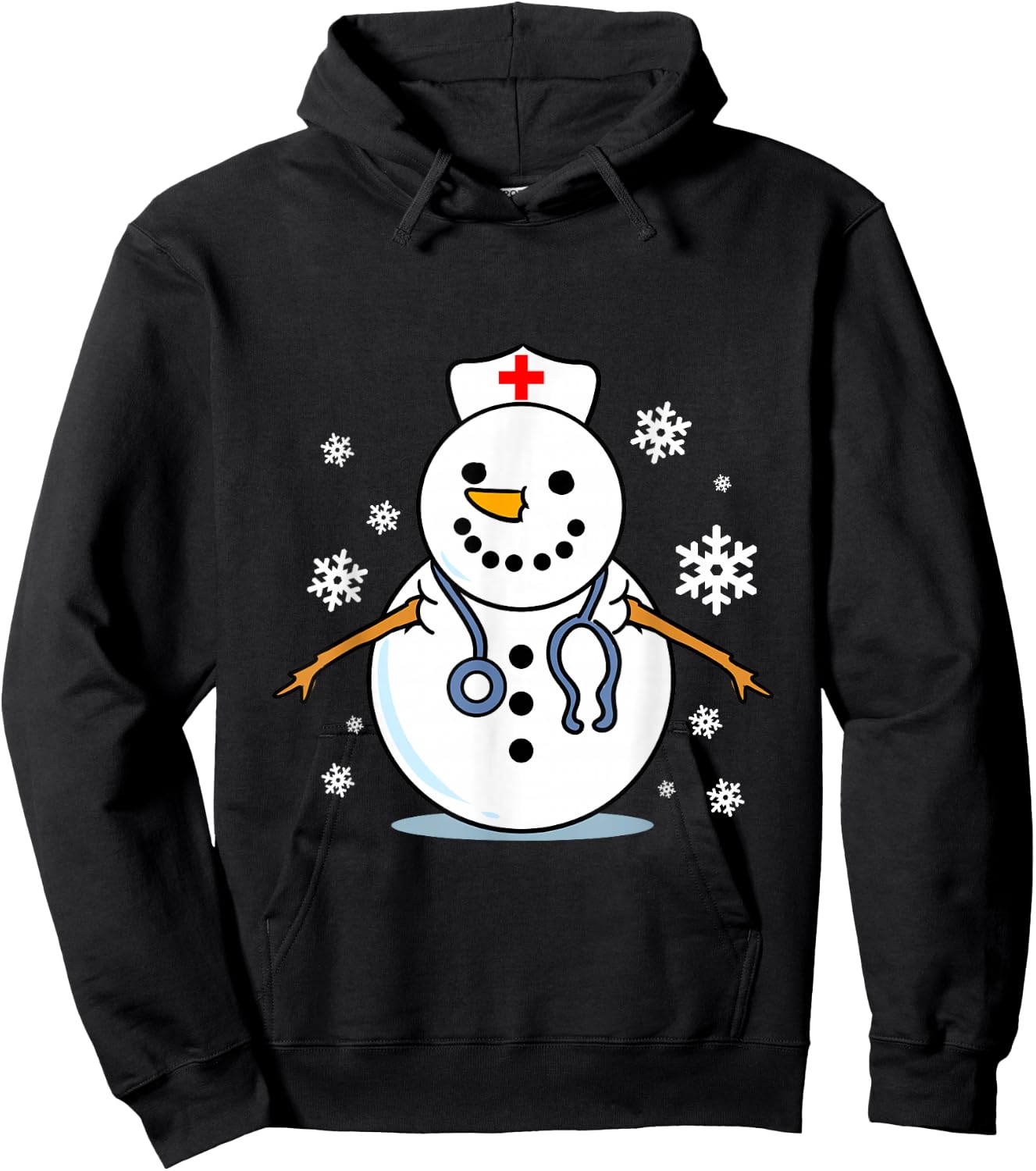 Nurse Snowman Christmas Hoodie - Hoodie | Black
