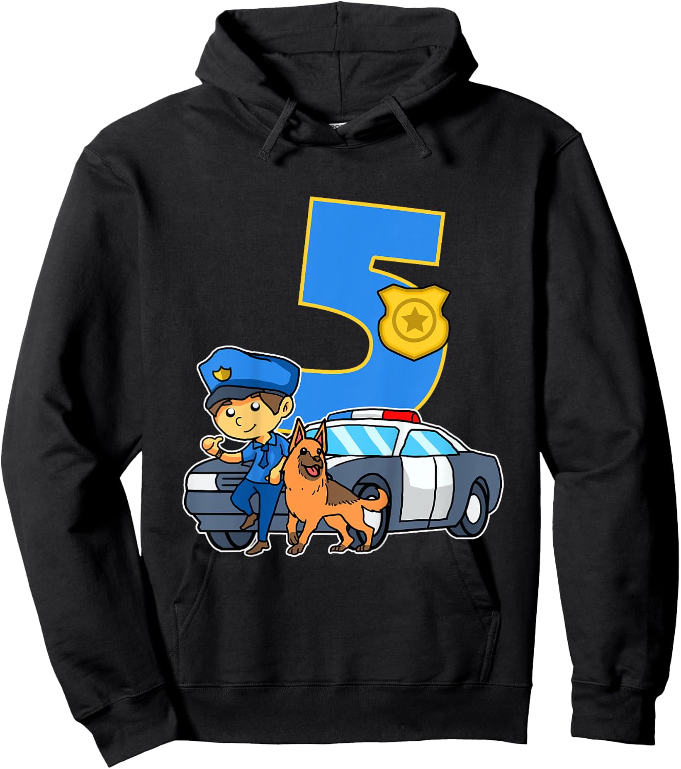 Kids 5th Birthday Police Costume Police Car 5 Years Police Officer Hoodie - Hoodie | Black