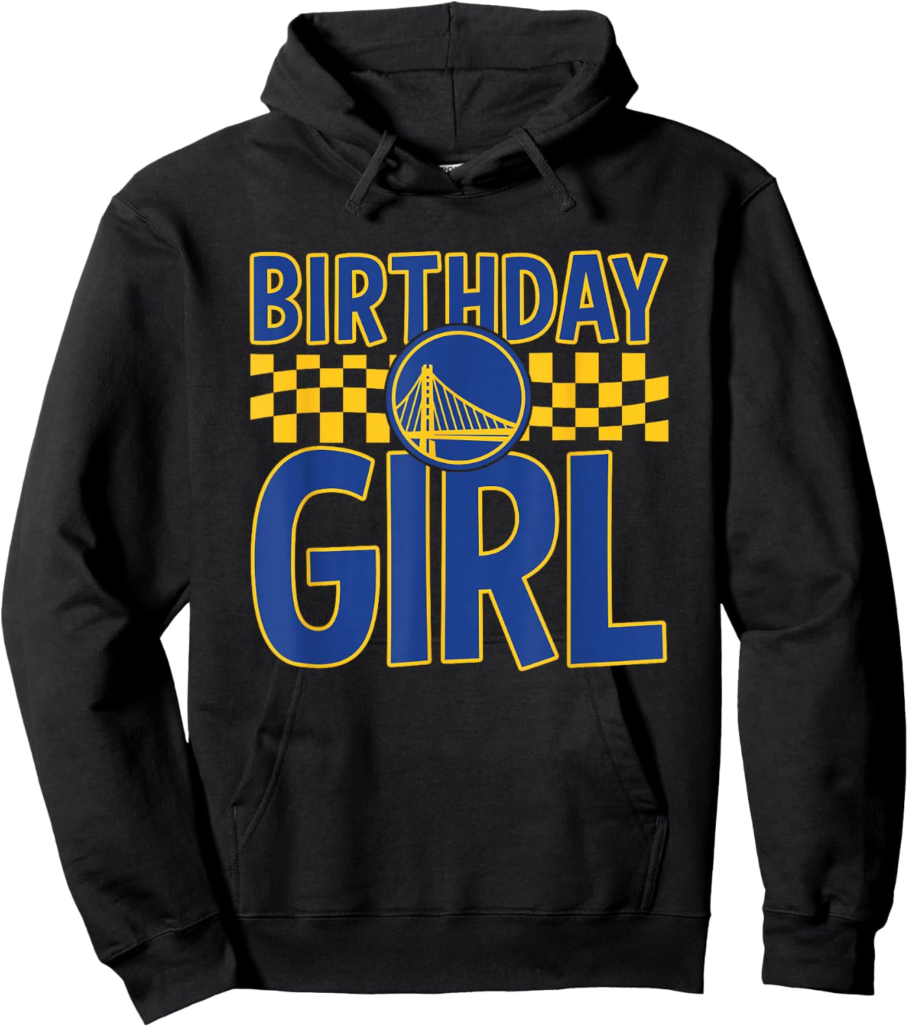 NBA Golden State Warriors Birthday Girl Checkered Logo Hoodie - Hoodie | Black