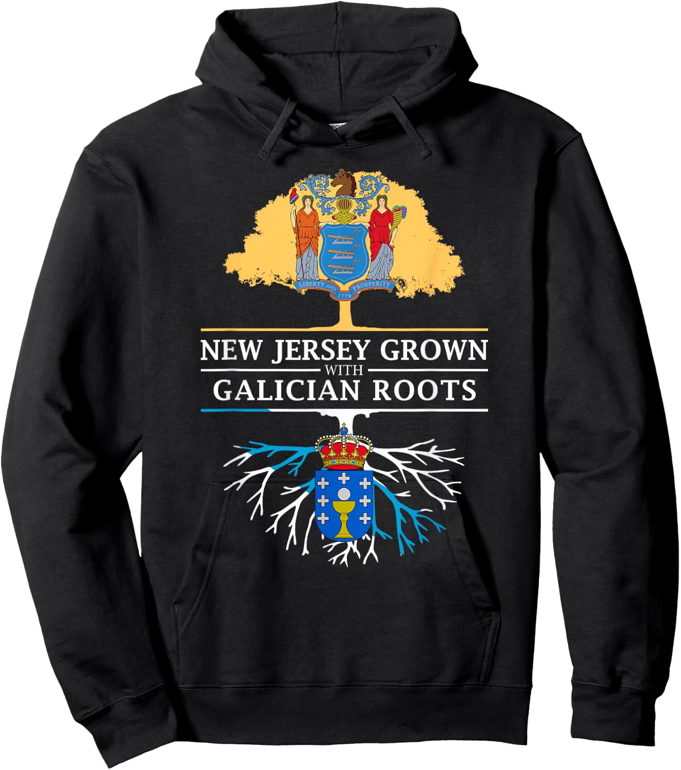 New Jersey Grown with Galician Roots - Galicia Hoodie - Hoodie | Black