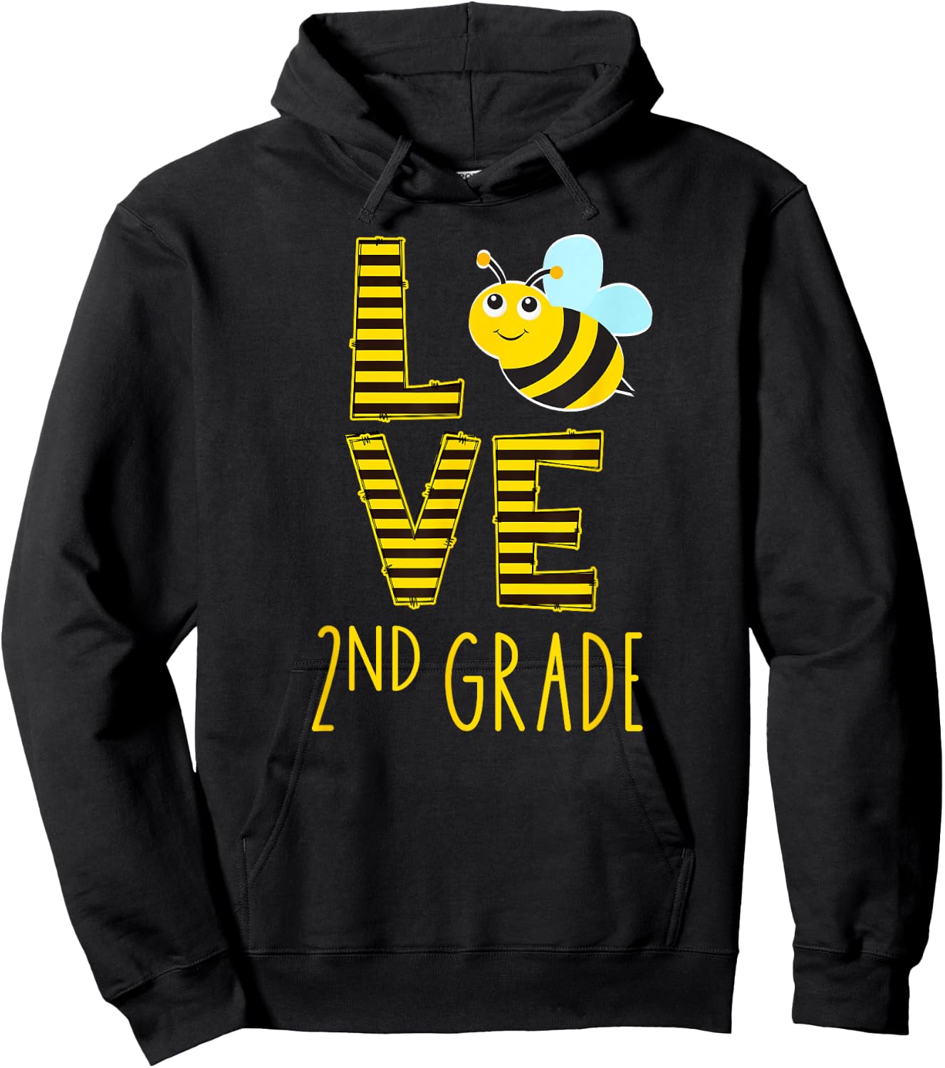 Love 2nd Grade Back To School Yellow Bee 2nd Grade Teacher Hoodie - Hoodie | Black