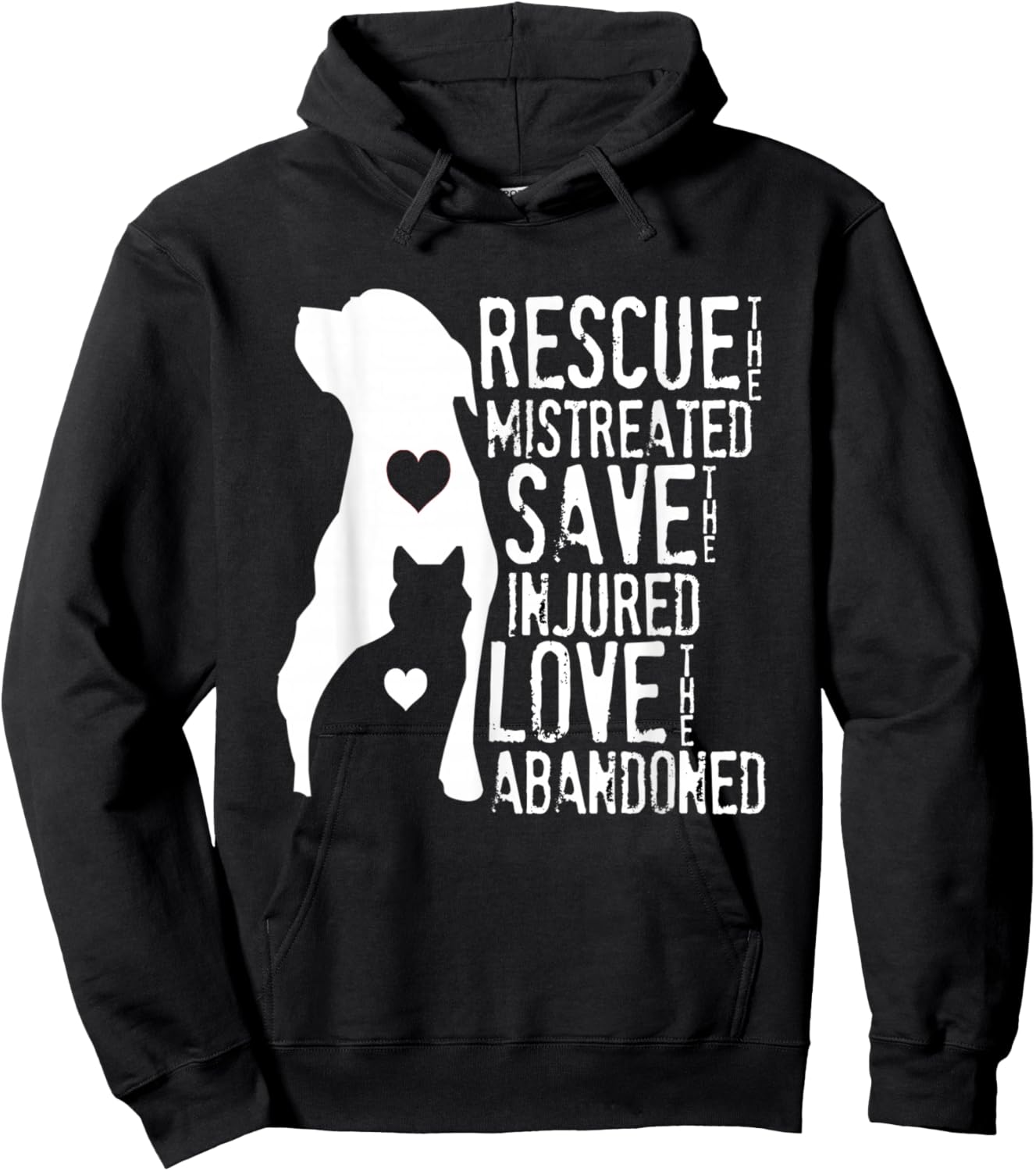 Rescue, Save, Love: Animal Rescue, Dog Lover Cat Lover Shirt Men Women Girls Kids Hoodie - Hoodie | Black
