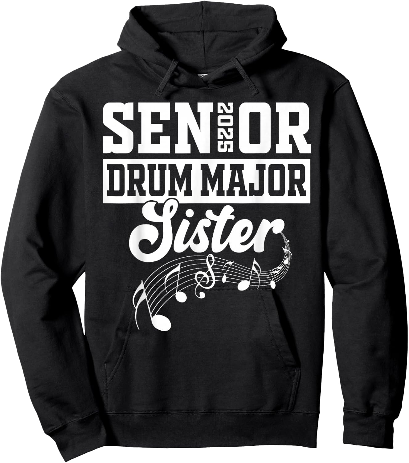 Senior 2025 Drum Major sister Marching Band Class of 2025 Hoodie - Hoodie | Black