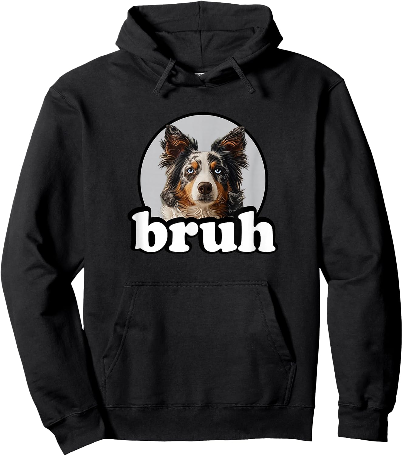 Funny Boys Kids Bruh Meme Blue Merle Border Collie Lover Hoodie - Hoodie | Black