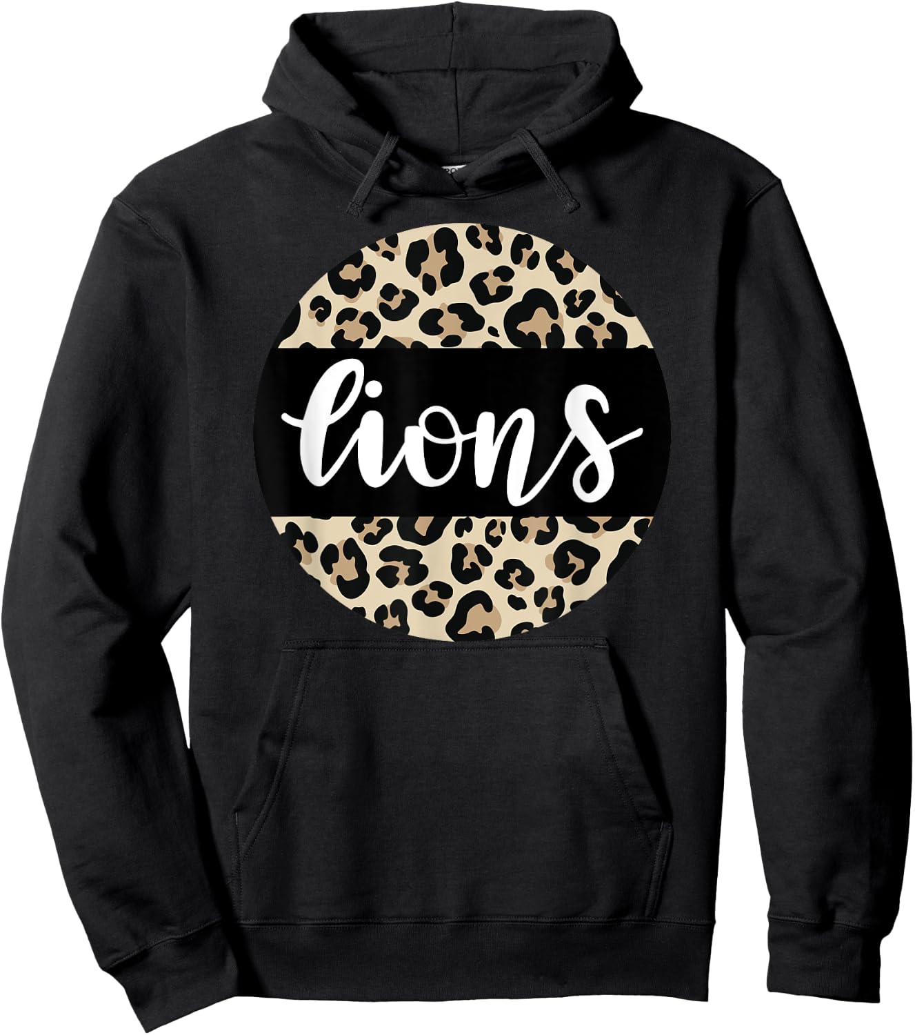 Leopard Print Lions Team Mascot School Spirit Game Night Hoodie - Hoodie | Black
