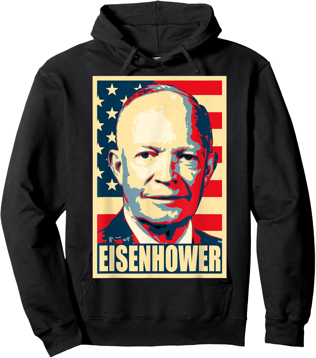 History And Politics Store Dwight D. Eisenhower Propaganda - Black - Small - Short Sleeve - Political Theme Hoodie - Hoodie | Black