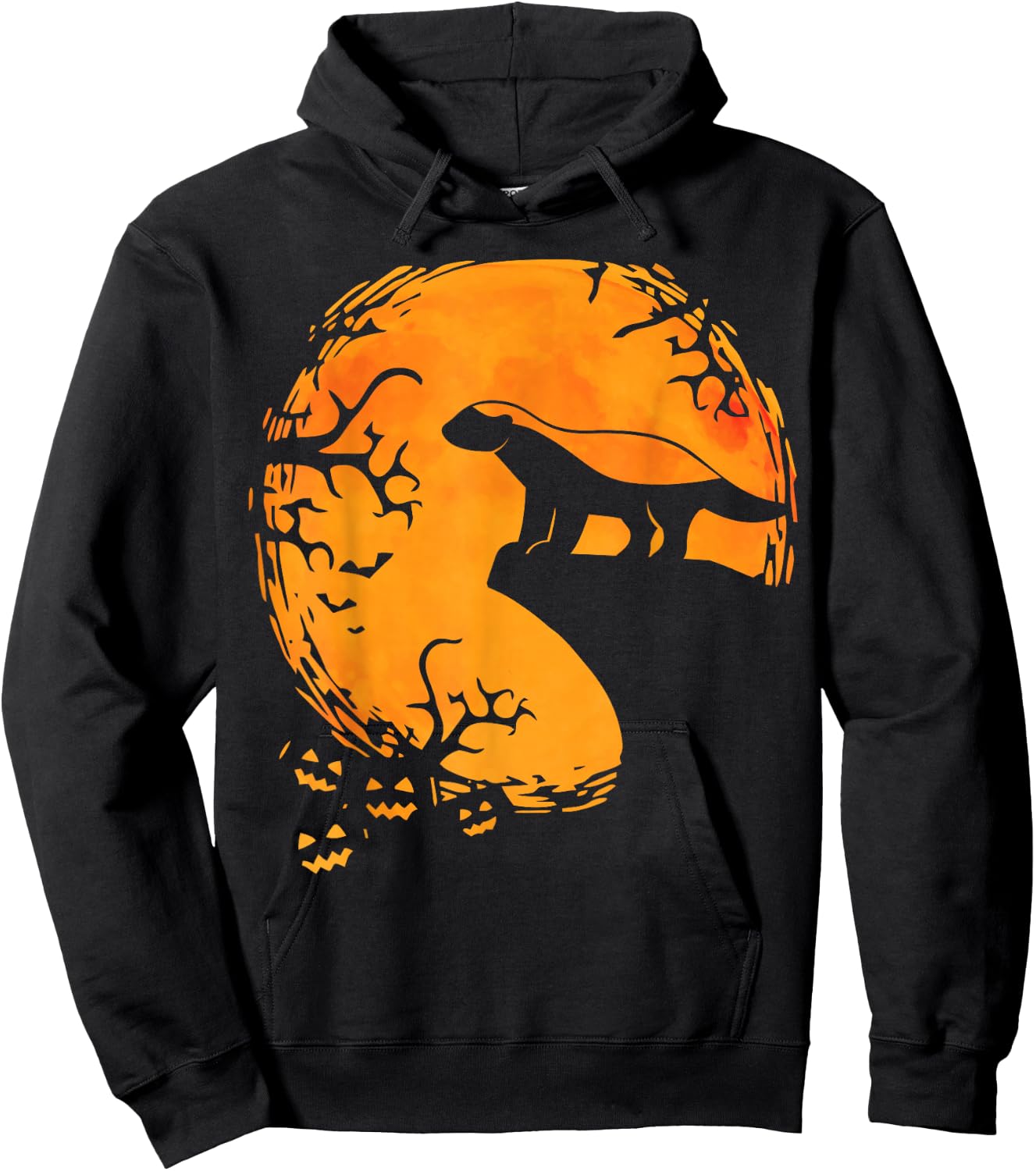 Honey Badger Halloween Moon Silhouette Spooky Honey Badger Hoodie - Hoodie | Black