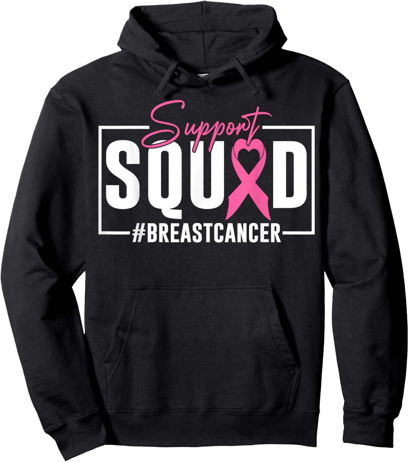Support Squad Breast Cancer Awareness Pink Ribbon Hoodie - Hoodie | Black