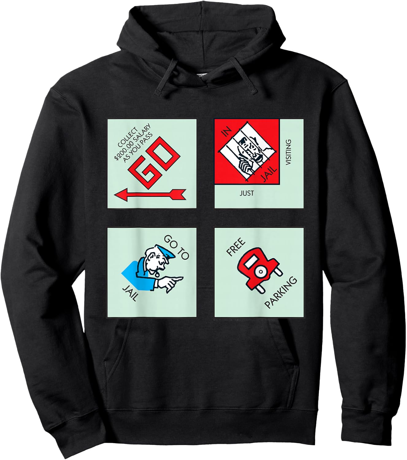 Monopoly Classic Corner Tiles Hoodie - Hoodie | Black