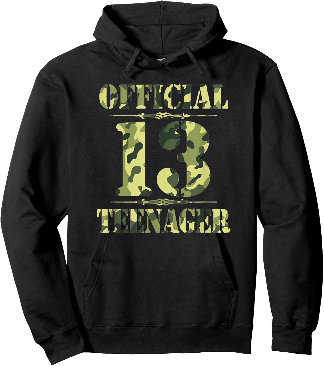 Official Teenager Teen 13th Birthday Thirteen Camo Hunting Hoodie - Hoodie | Black