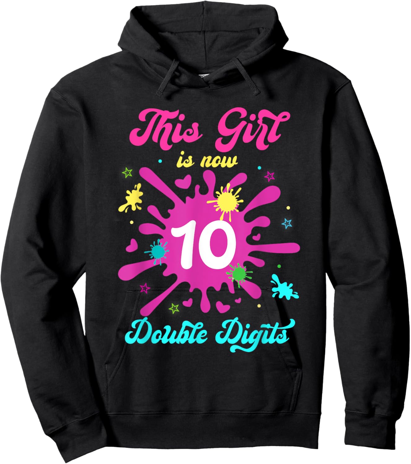 This Girl Is Now Double Digits Birthday Slime 10 Year Old Hoodie - Hoodie | Black