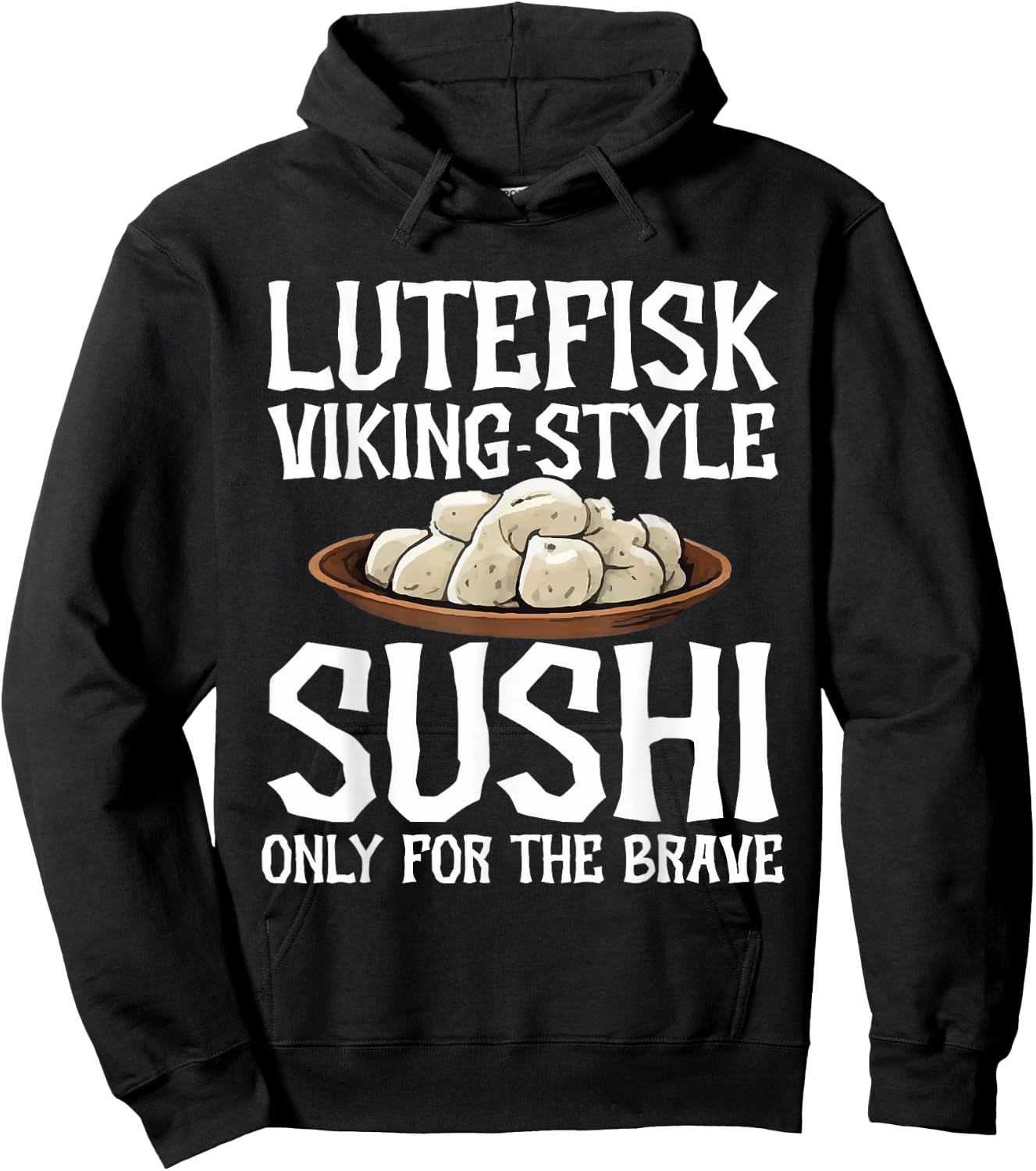 Lutefisk Christmas Fish Original Viking Sushi Funny Lutefisk Hoodie - Hoodie | Black