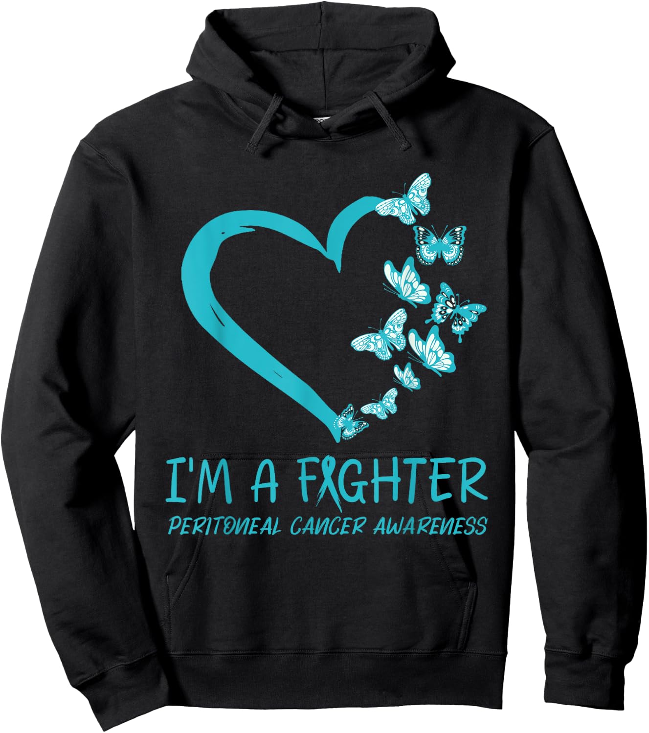 I’m A Fighter PERITONEAL CANCER beautiful Heart butterflies Hoodie - Hoodie | Black