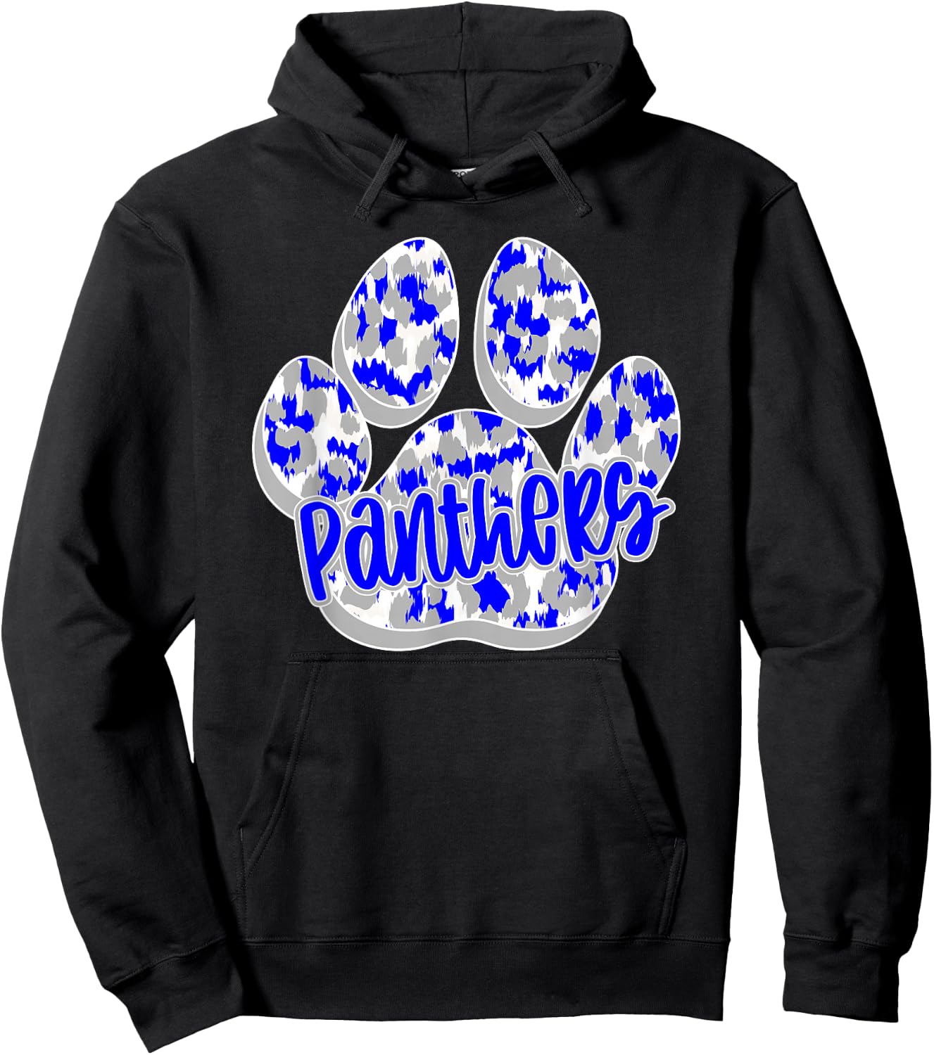 Panthers Paw Print Blue Panther Pride School Spirit Panthers Hoodie - Hoodie | Black