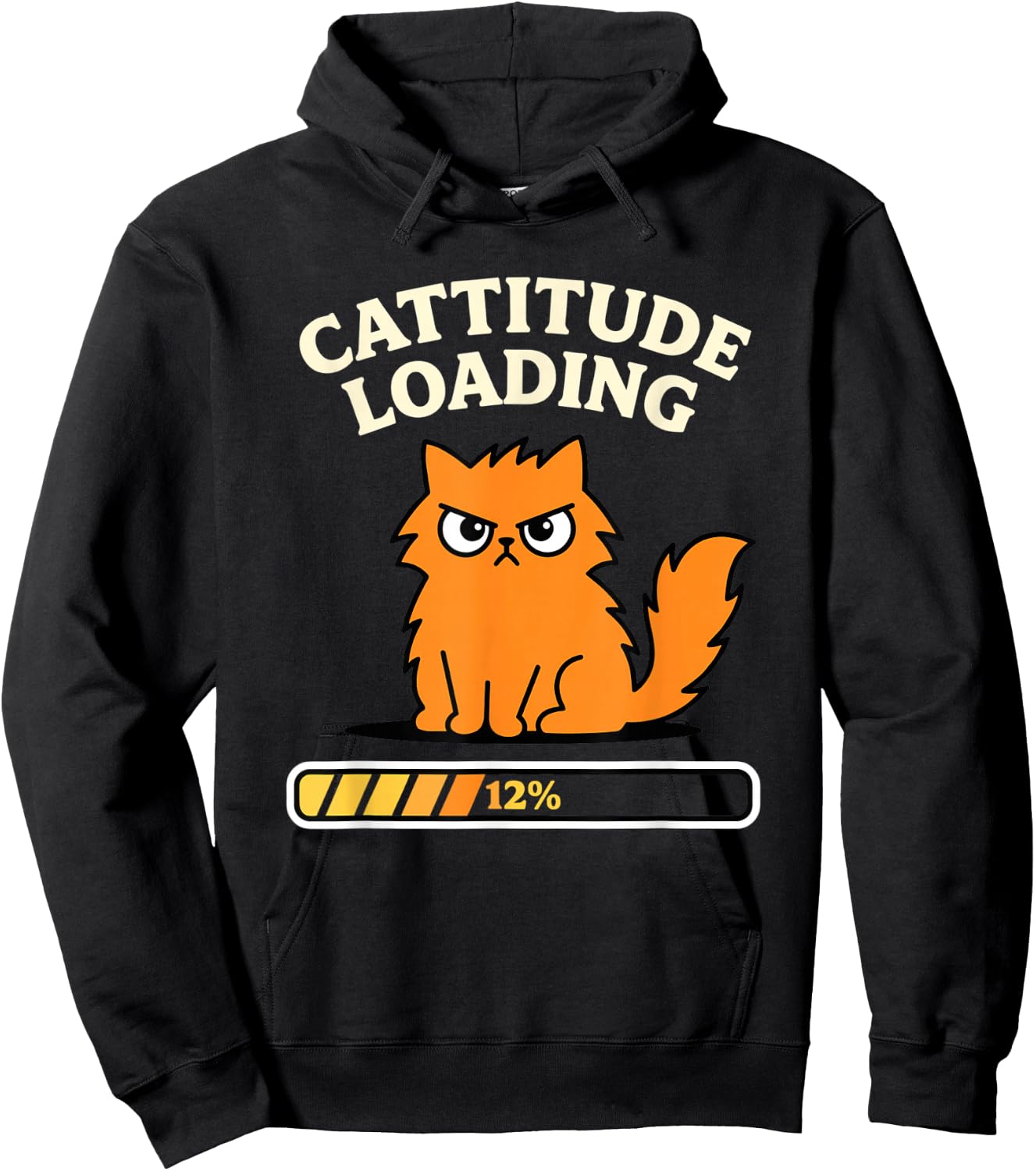 Cattitude Loading Funny Cat Low Energy Hoodie - Hoodie | Black