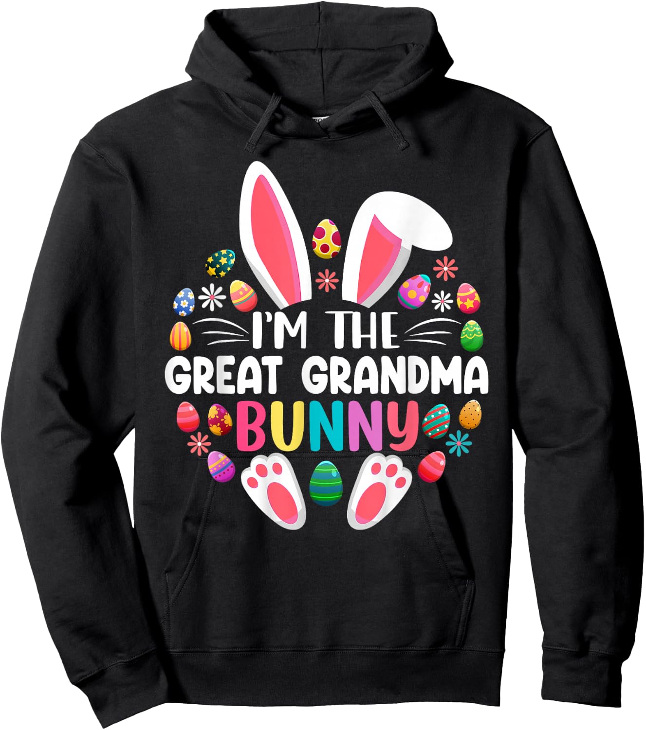 I'm The Great Grandma Bunny Easter Day Family Matching Hoodie - Hoodie | Black