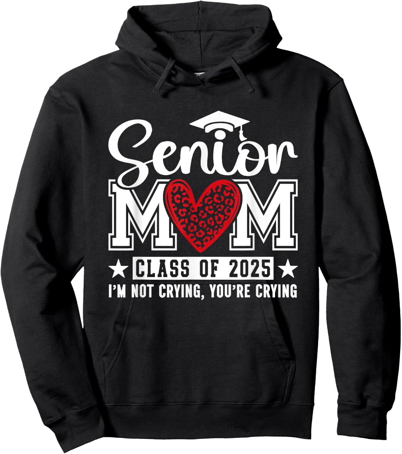 Senior Mom Class Of 2025 Senior Mama 2025 Graduation Leopard Hoodie - Hoodie | Black