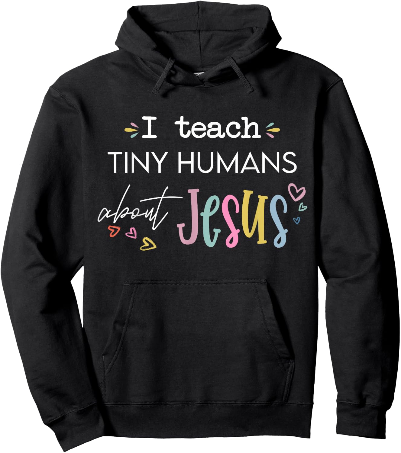 Retro I Teach Tiny Humans About Jesus Christian Teacher Hoodie - Hoodie | Black