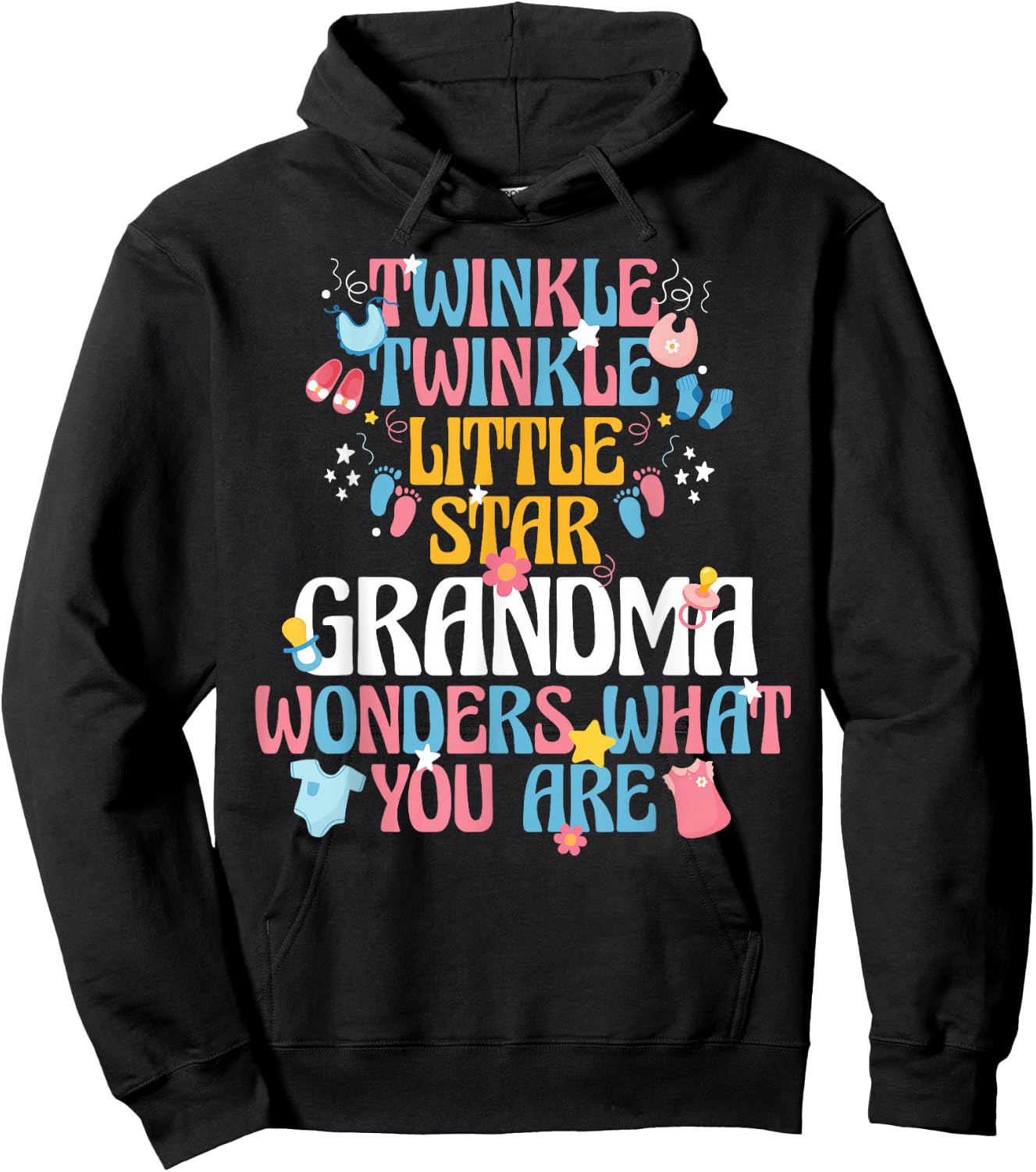 Twinkle Twinkle Little Star Gender Reveal For Grandma Hoodie - Hoodie | Black