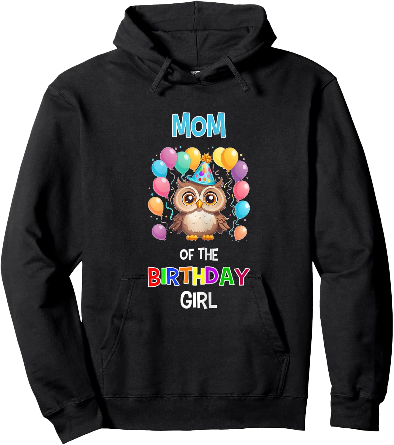 Mom of the Birthday Girl Owl Lover Mother Owl Birthday Hoodie - Hoodie | Black