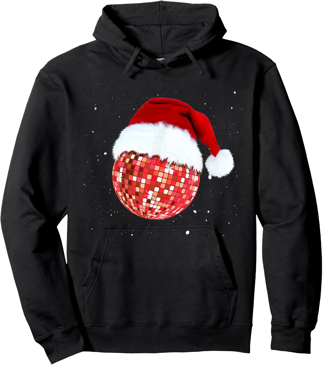 Disco Ball Santa Hat Christmas Funky Soul Music Lovers Hoodie - Hoodie | Black
